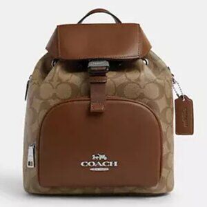 Coach Pace Backpack In Signature Canvas Khaki Saddle CR130